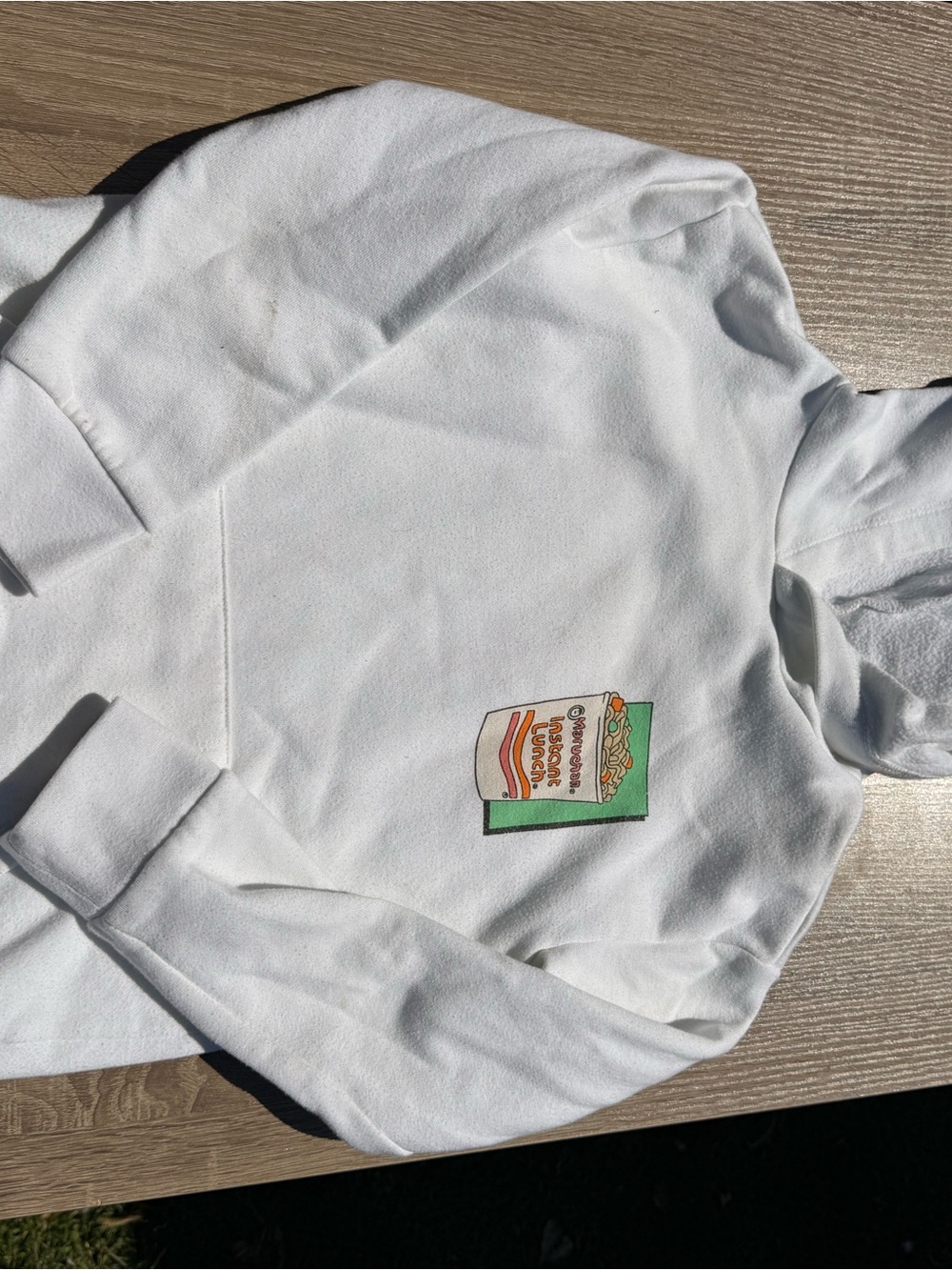 Kids White Graphic Hoodie - Instant Lunch Ramen Design